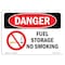 Signmission OSHA Danger Sign, Fuel Storage No Smoking, 5in X 3.5in Decal, 10PK, 3.5" W, 5" L, Landscape, PK10 OS-DS-D-35-L-1270-10PK - alternate 1